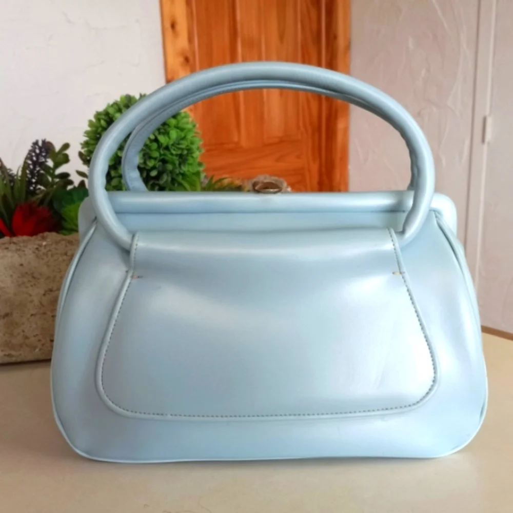 Vintage, 1960's Satchel, Baby Blue
